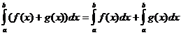 متكامل (a..b، (f (x) + g (x)) * dx) = متكامل (a..b، f (x) * dx) + متكامل (a..b، g (x) * dx )