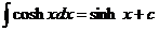 интеграл (cosh (x) * dx) = sinh (x) + c