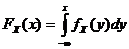 FX (x) = অবিচ্ছেদ্য (-inf..x, fX (y) * dy)