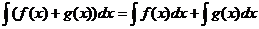 ακέραιο (f (x) + g (x)) * dx = ακέραιο (f (x) * dx) + ακέραιο (g (x) * dx)