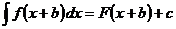 ಅವಿಭಾಜ್ಯ (f (x + b) * dx) = F (x + b) + c