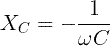 X_C = - rac frac {1} {ome ओमेगा सी}